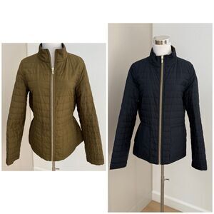 Lafayette 148 New York Reversible Lightweight Quilted Jacket Olive Navy Sz M